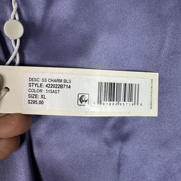 Rebecca Taylor Purple Silk Blouse NWT XL Quiet Luxury Romantic Feminine Designer - Picture 6 of 12